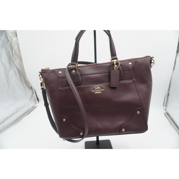 Coach Mickie Satchel In Deep Burgundy Gold Hardware & Stud Details L1857-25032E - Picture 7 of 10